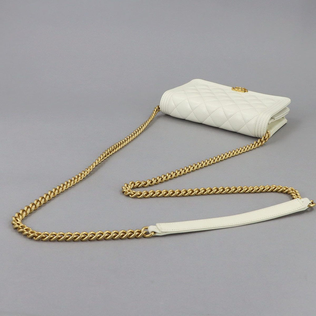 Chanel Chain Wallet Caviar Leather White Gold — view 5