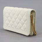 Chanel Chain Wallet Caviar Leather White Gold — view 3