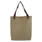 Gucci Vintage Sherry Line Beige Brown GG Supreme Canvas Tote Shoulder Bag — view 2