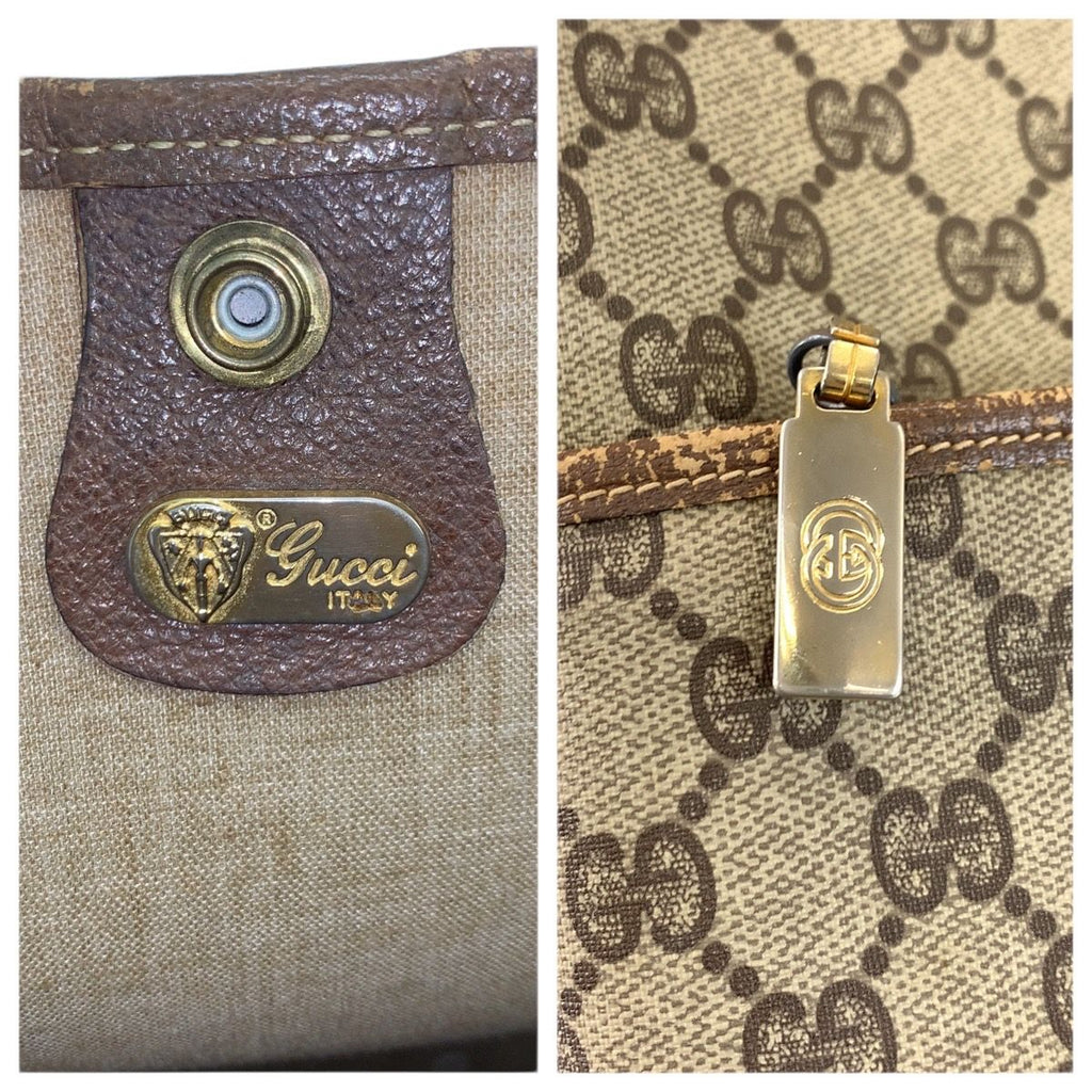 Gucci Vintage Sherry Line Beige Brown GG Supreme Canvas Tote Shoulder Bag — view 3