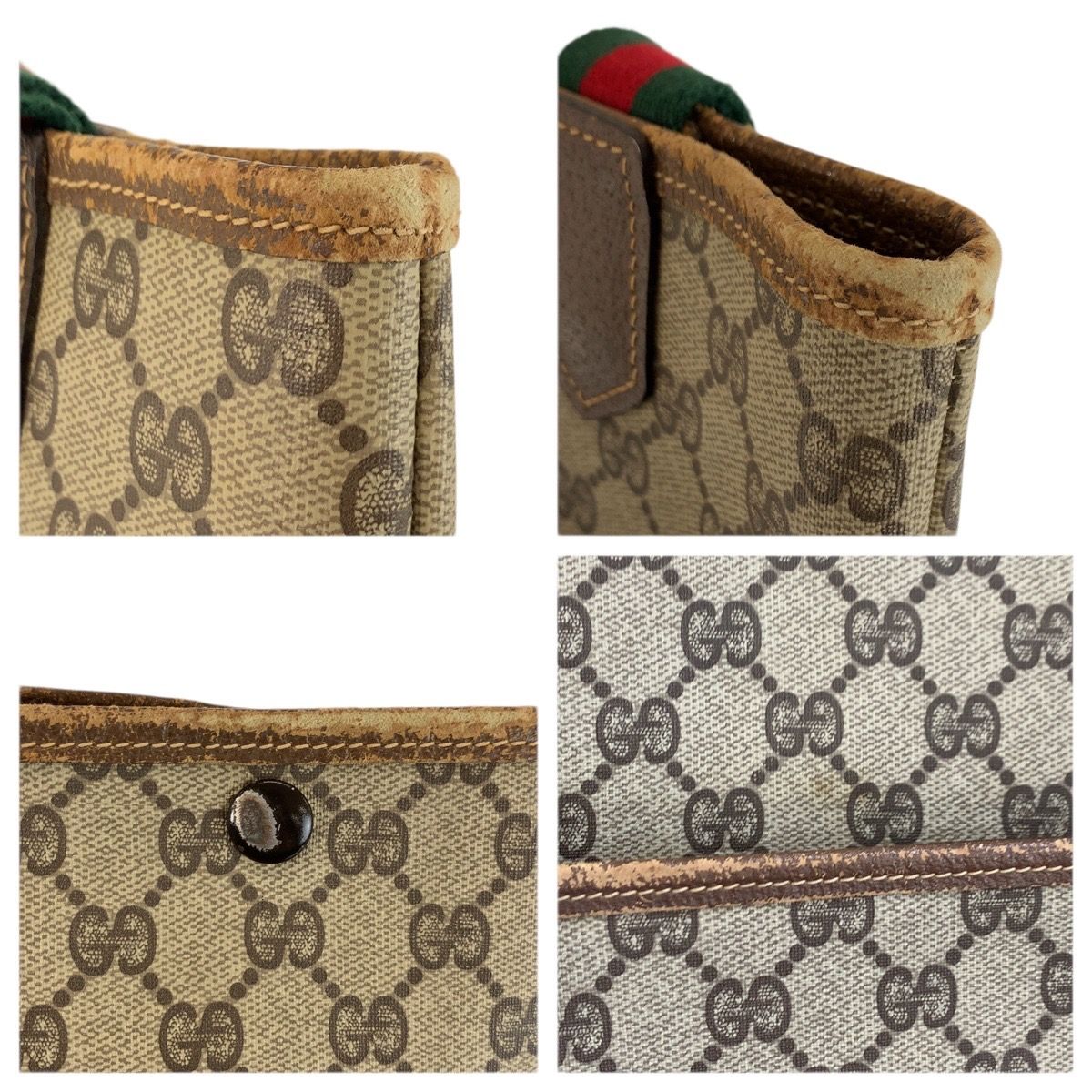 Gucci Vintage Sherry Line Beige Brown GG Supreme Canvas Tote Shoulder Bag — view 5