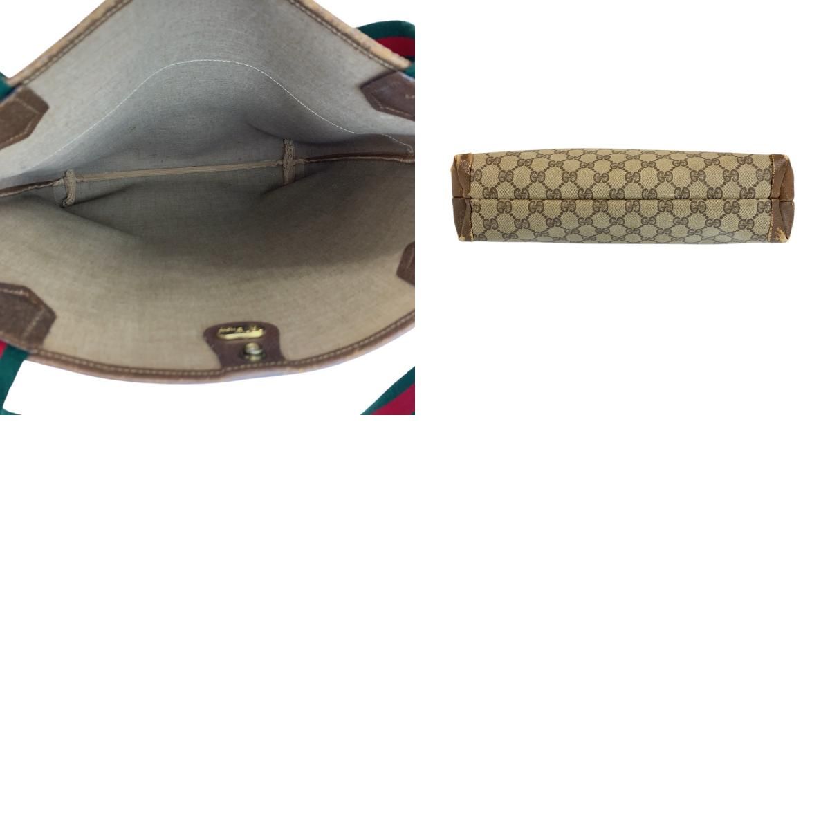 Gucci Vintage Sherry Line Beige Brown GG Supreme Canvas Tote Shoulder Bag — view 9