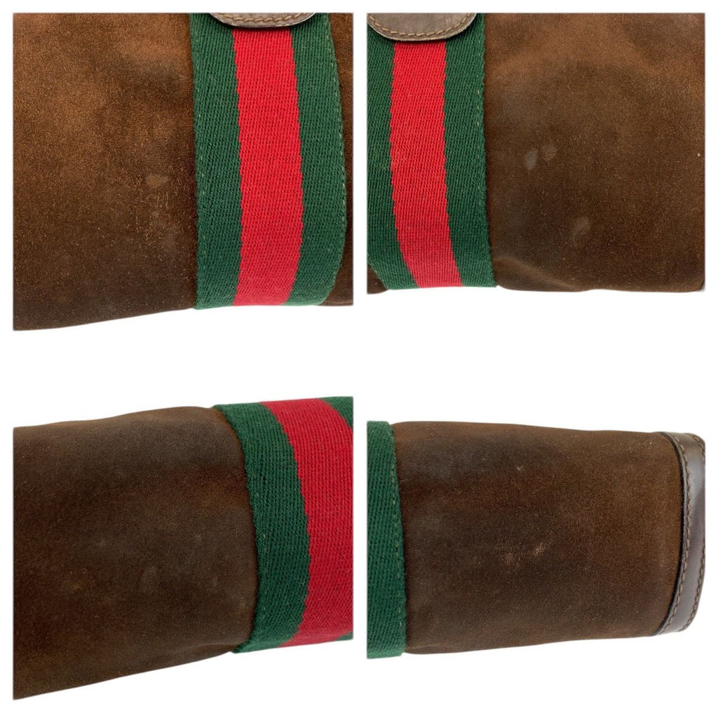 Gucci Vintage Sherry Line Brown Suede Clutch — view 6