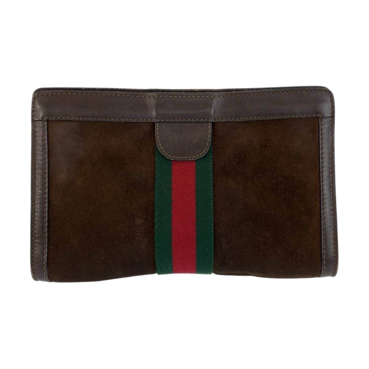 Gucci Vintage Sherry Line Brown Suede Clutch — view 2