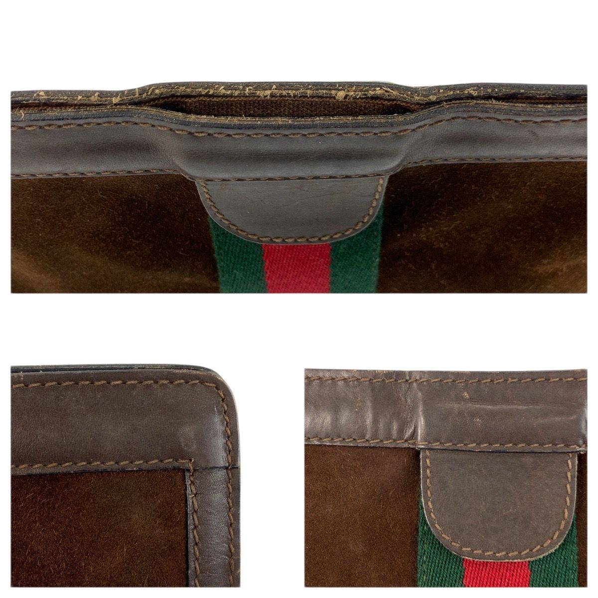Gucci Vintage Sherry Line Brown Suede Clutch — view 5