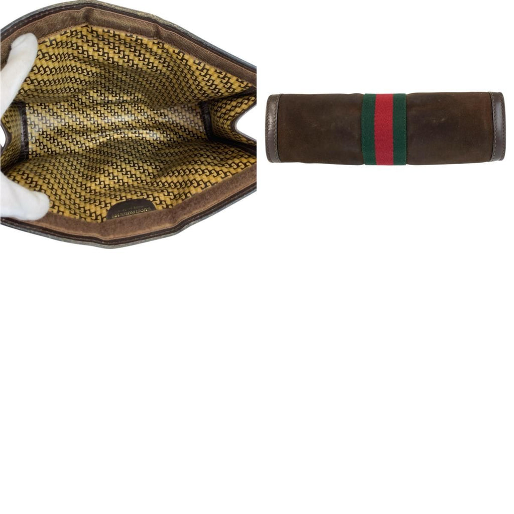Gucci Vintage Sherry Line Brown Suede Clutch — view 9