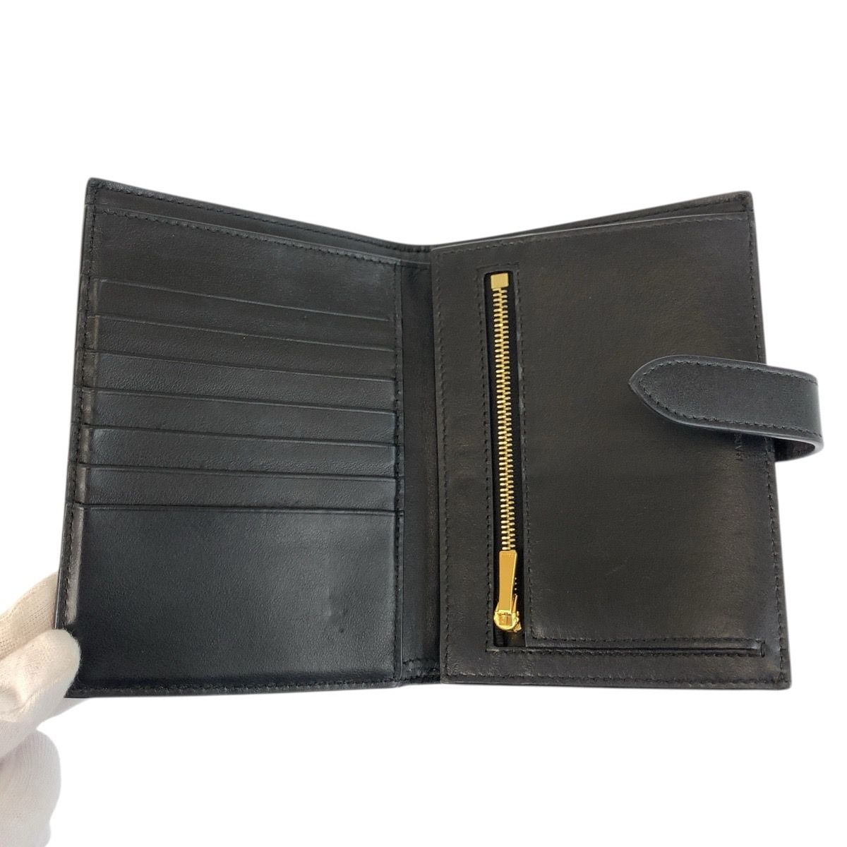 Celine Strap Wallet Black Leather Compact — view 4