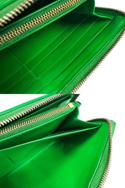 Bottega Veneta Maxi Intrecciato Cassette Zip Around Leather Wallet Green — view 6