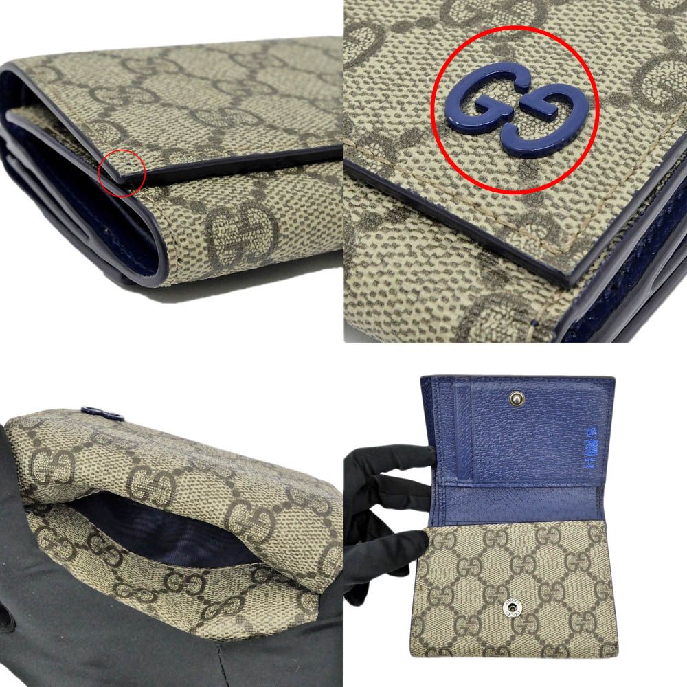 Gucci GG Supreme Tiddyle Compact Wallet Beige Blue Trifold with Initial Man — view 5
