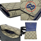 Gucci GG Supreme Tiddyle Compact Wallet Beige Blue Trifold with Initial Man — view 5
