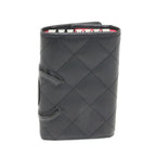 Chanel Cambon Key Case 6 Soft Calf Black Pink Key Holder — view 3