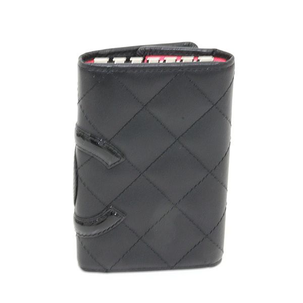 Chanel Cambon Key Case 6 Soft Calf Black Pink Key Holder — view 3