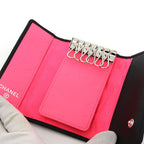 Chanel Cambon Key Case 6 Soft Calf Black Pink Key Holder — view 2