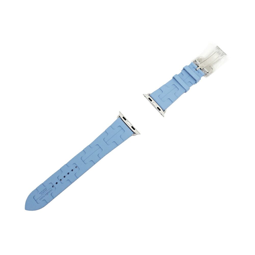 Hermes Simple Tour Kilim Blue Pastel Silver Apple Watch Strap — view 2