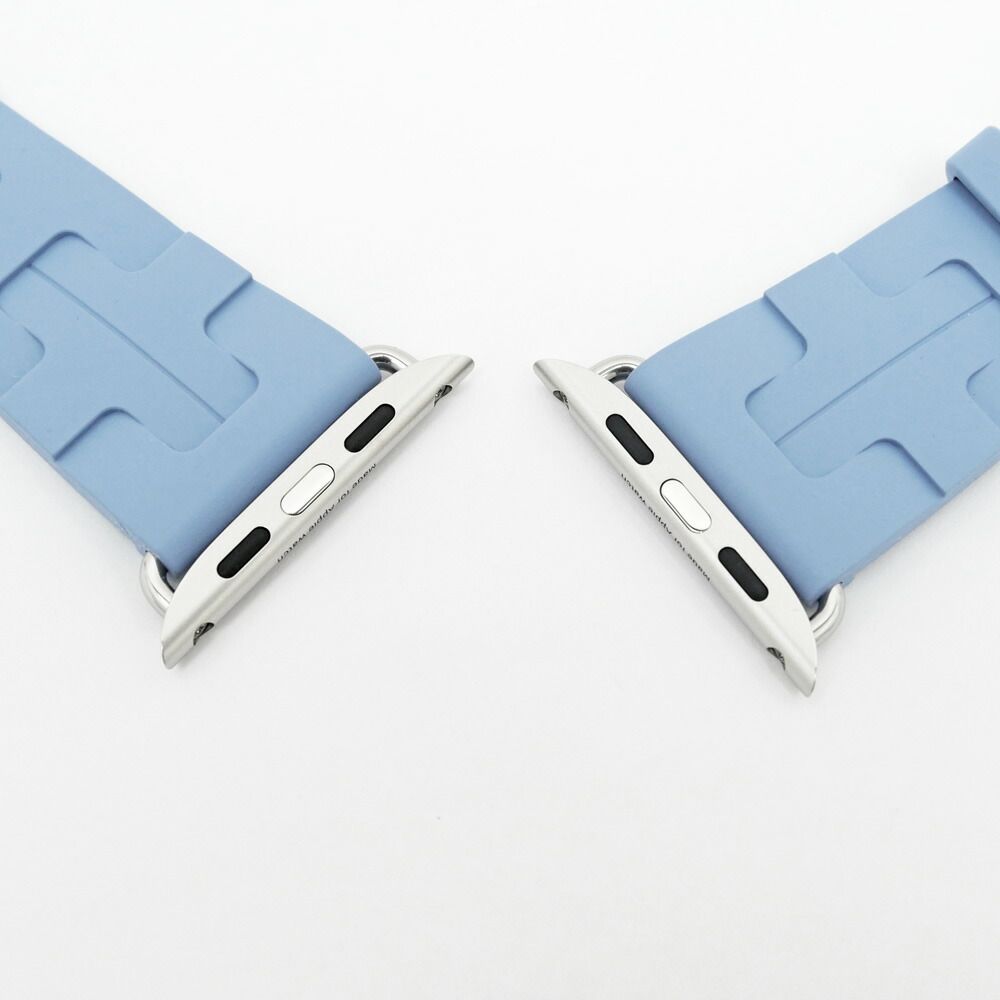 Hermes Simple Tour Kilim Blue Pastel Silver Apple Watch Strap — view 5