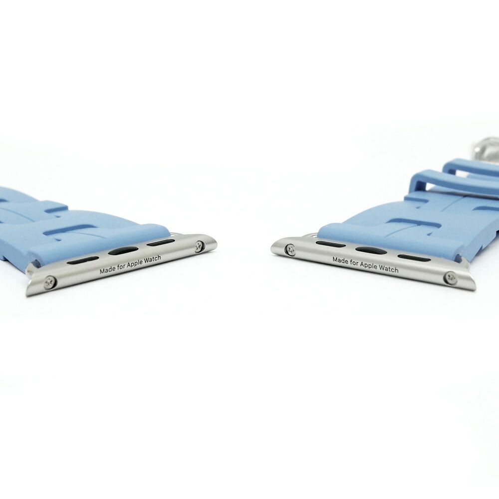 Hermes Simple Tour Kilim Blue Pastel Silver Apple Watch Strap — view 3