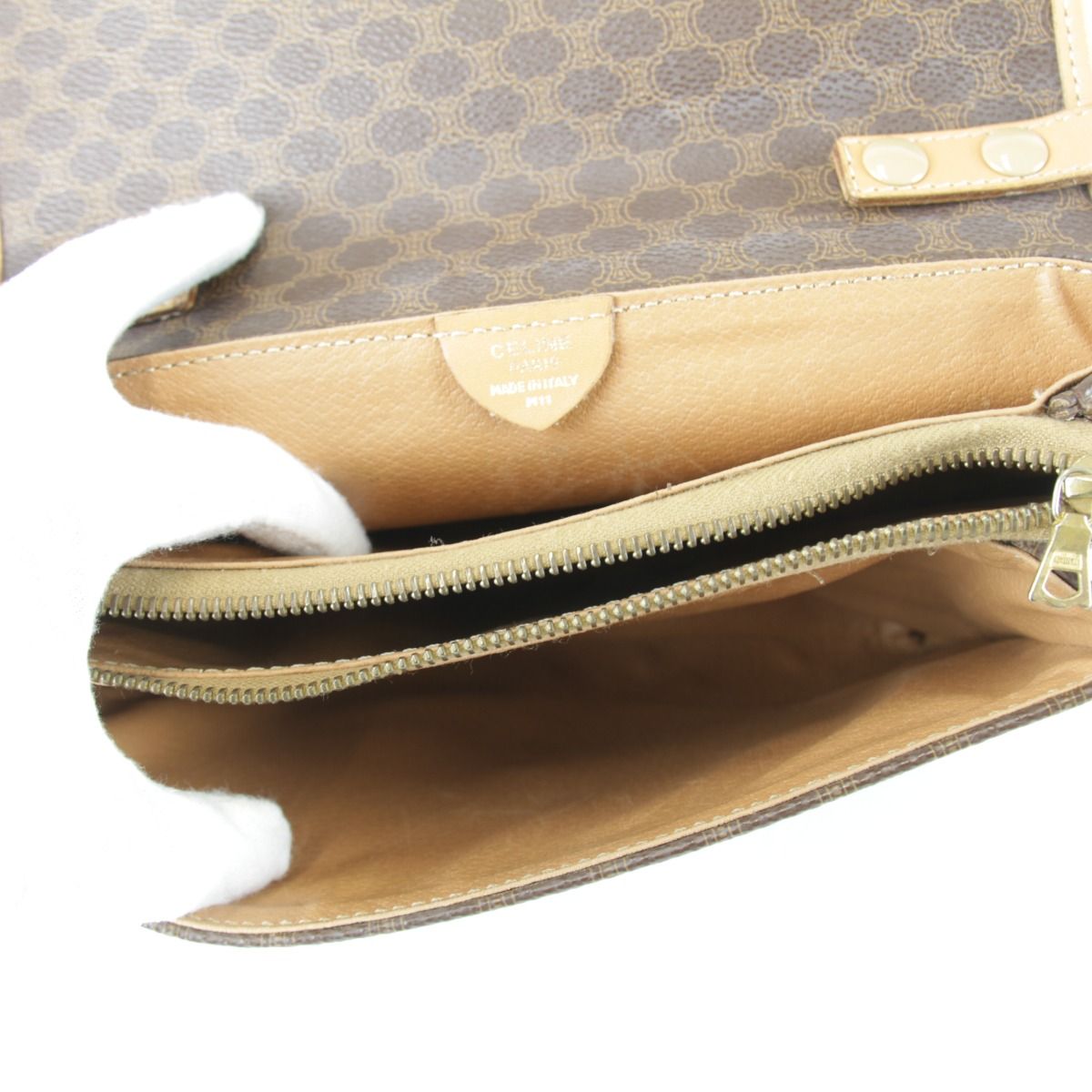 Celine Macadam Shoulder Bag Leather Brown — view 5