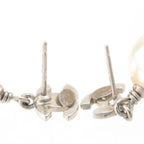 Chanel CC Logo Rhinestone Pearl Earrings Silver — view 9