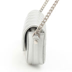 Chanel Leather Quilted Big CC Logo Chain Shoulder Bag Silver — view 3