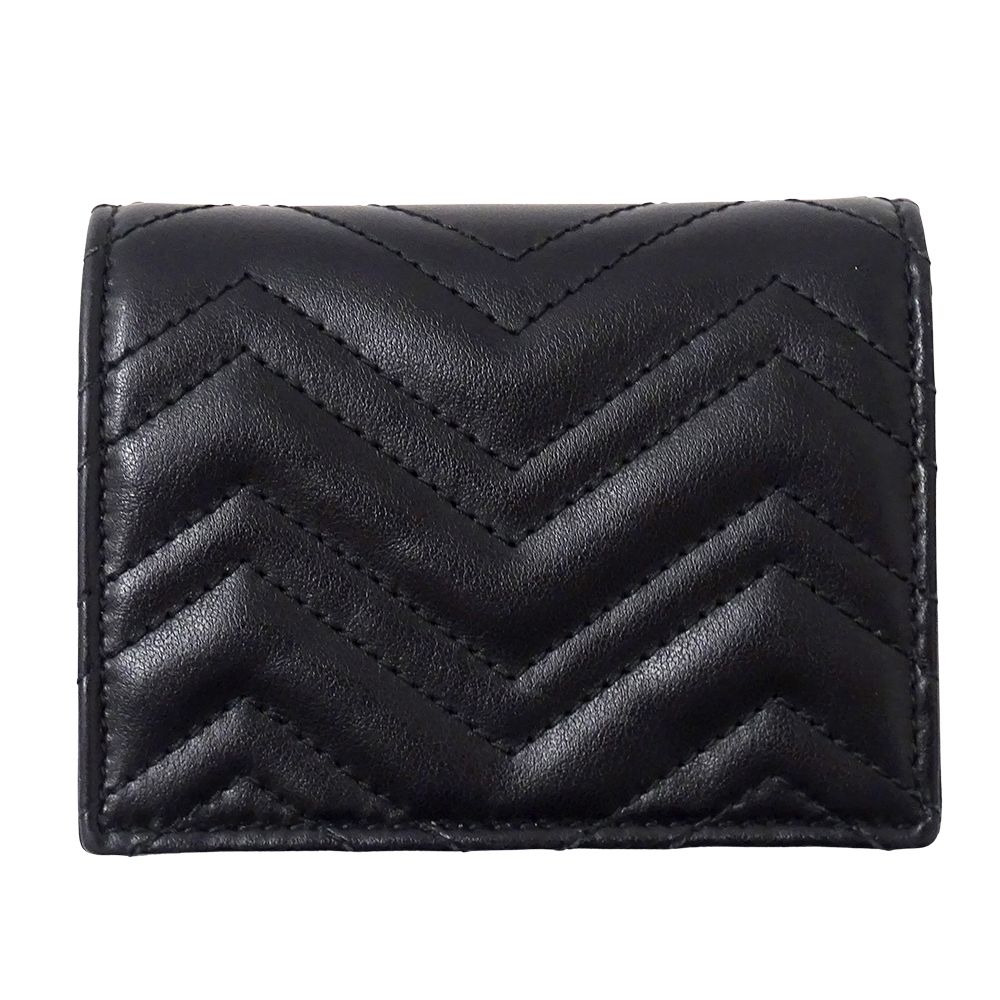 Gucci Wallet Bifold GG Marmont Leather Black Quilted Mini Small — view 2