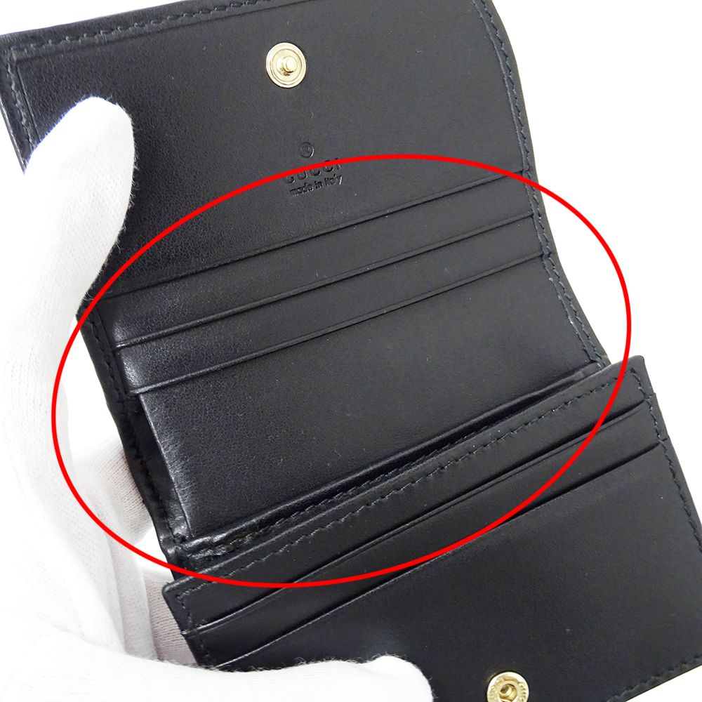 Gucci Wallet Bifold GG Marmont Leather Black Quilted Mini Small — view 7