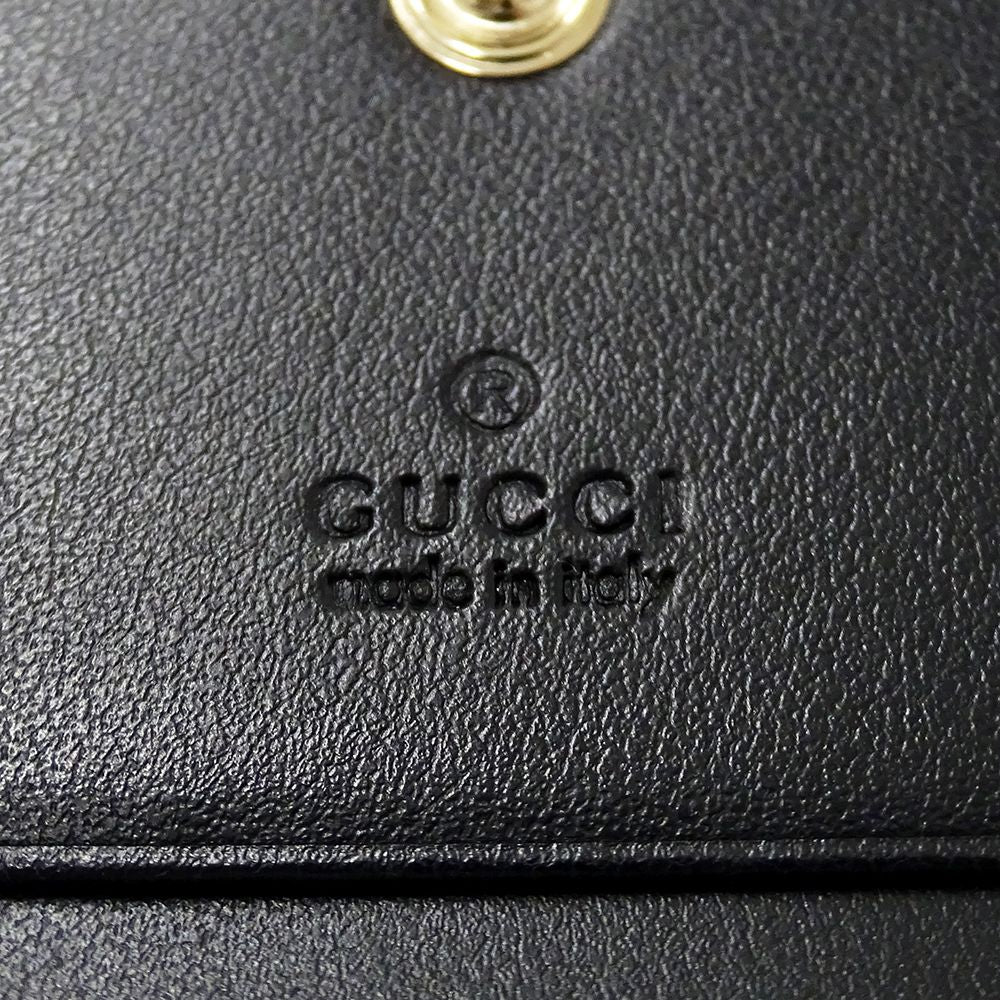 Gucci Wallet Bifold GG Marmont Leather Black Quilted Mini Small — view 5