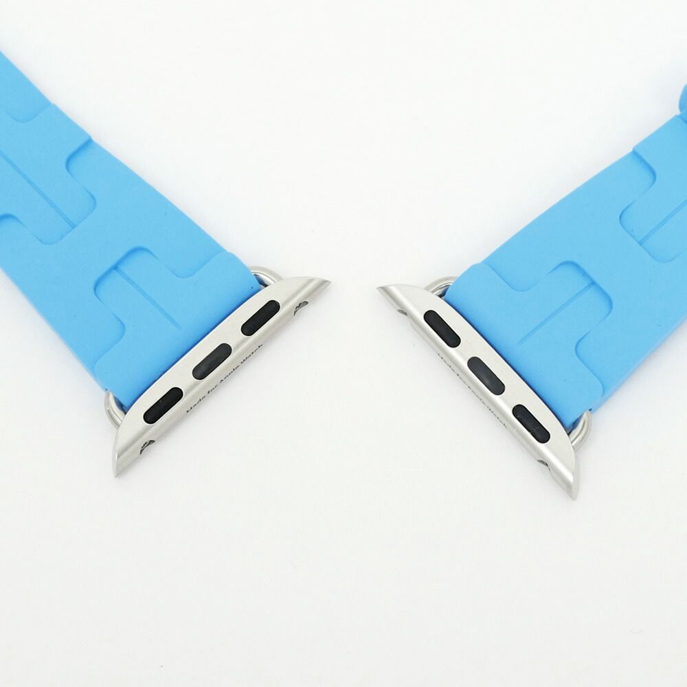 Hermes Simple Tour Kilim Light Blue Silver Apple Watch Strap — view 4