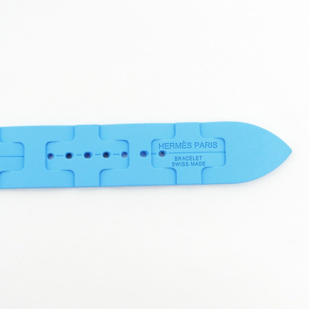 Hermes Simple Tour Kilim Light Blue Silver Apple Watch Strap — view 7