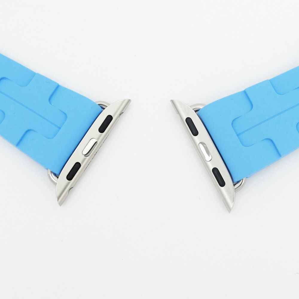 Hermes Simple Tour Kilim Light Blue Silver Apple Watch Strap — view 5