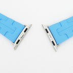 Hermes Simple Tour Kilim Light Blue Silver Apple Watch Strap — view 5