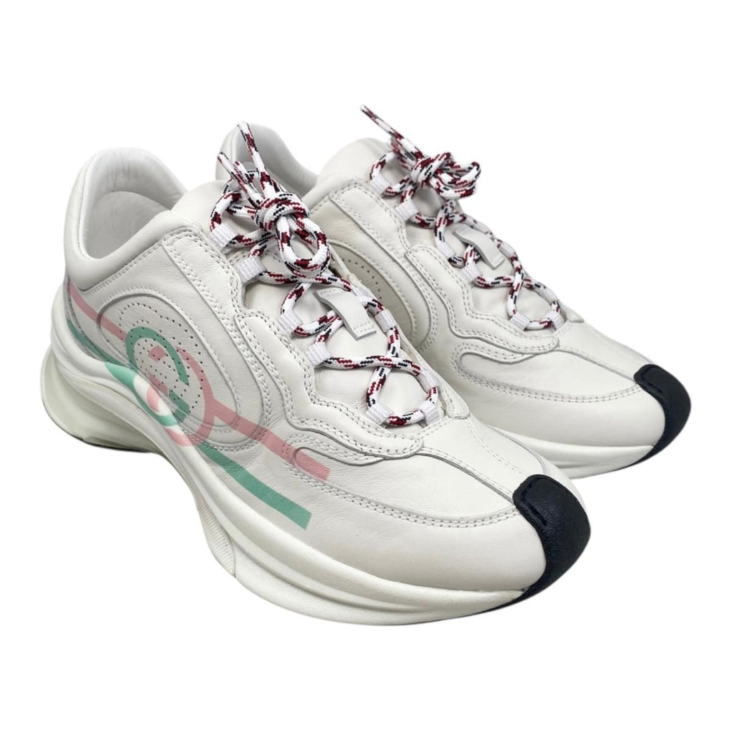 Gucci Sneakers GG Logo 34.5 Leather White Pink Green — view 2
