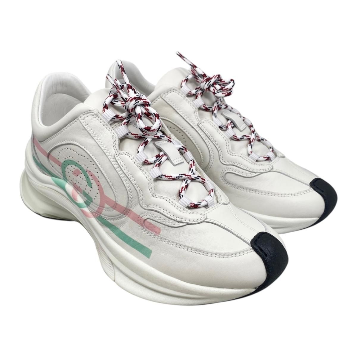 Gucci Sneakers GG Logo 34.5 Leather White Pink Green — view 2