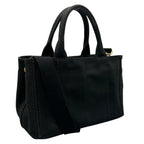 Prada Canapa Handbag Canvas Black 2-Way Triangle Logo — view 3