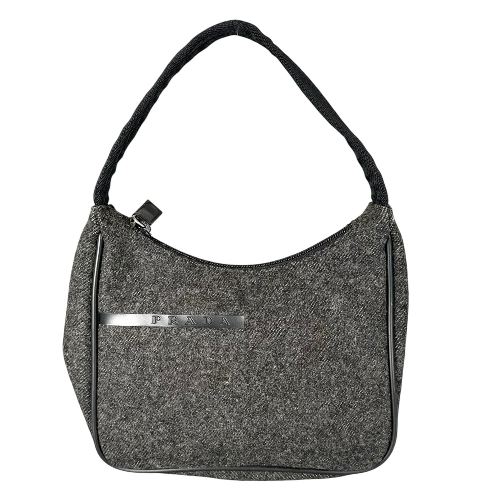 Prada Tote Bag Wool Gray