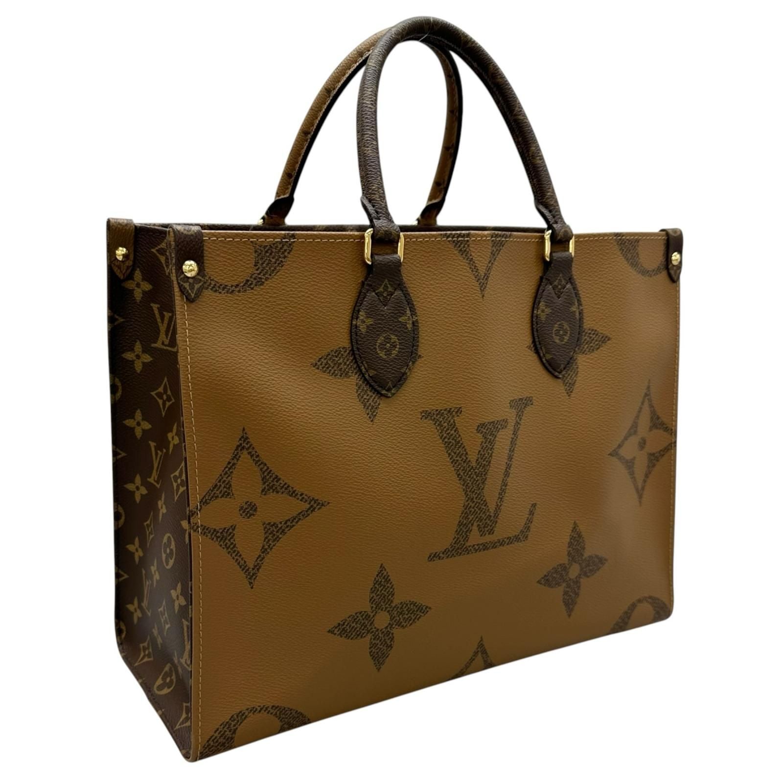 Louis Vuitton On The Go MM Tote Bag Brown Reverse Monogram Giant — view 3