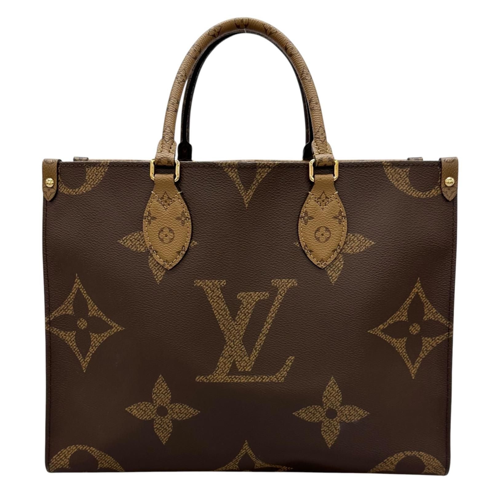 Louis Vuitton On The Go MM Tote Bag Brown Reverse Monogram Giant