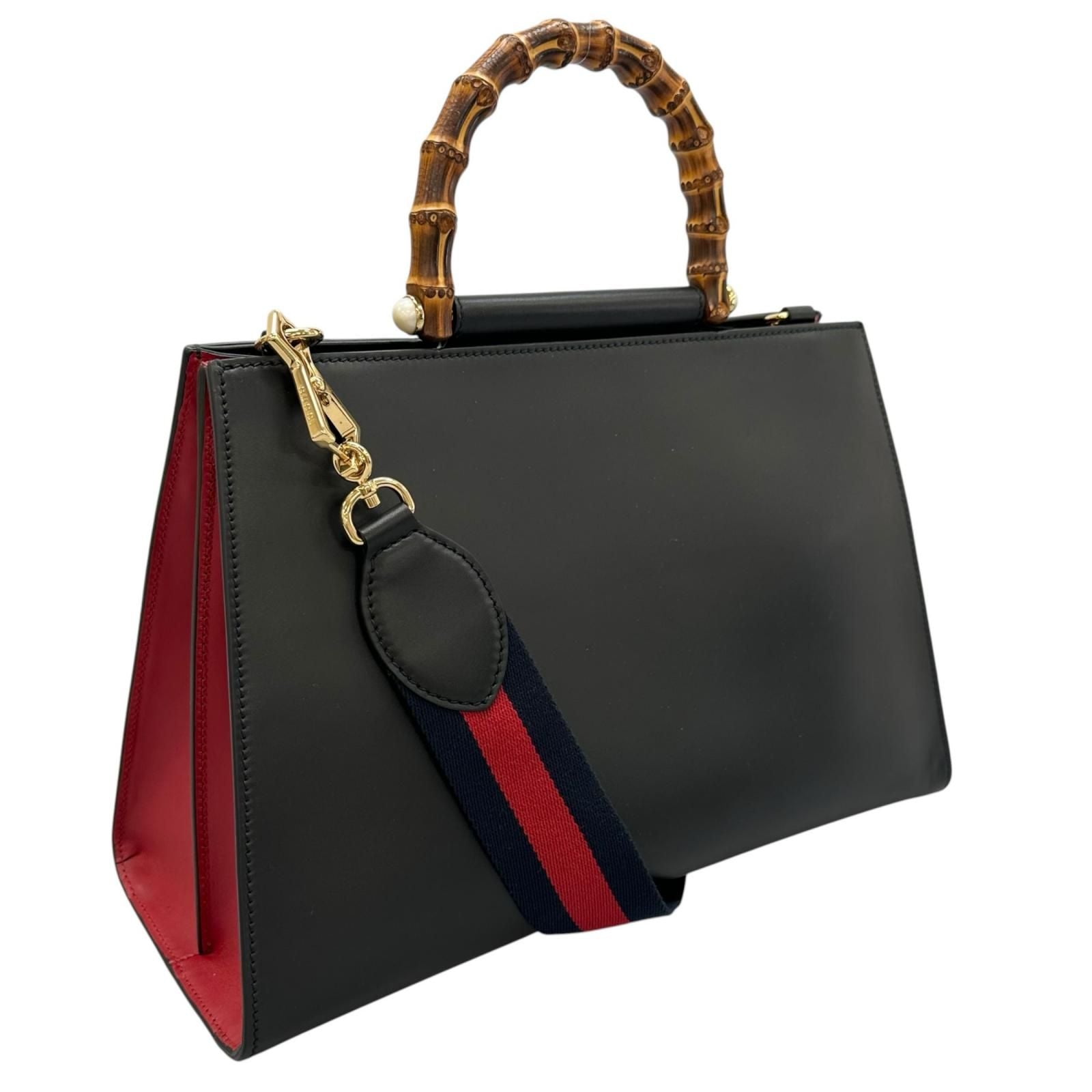 Gucci Nymphaea Bamboo Handbag Leather Black 2-Way — view 3