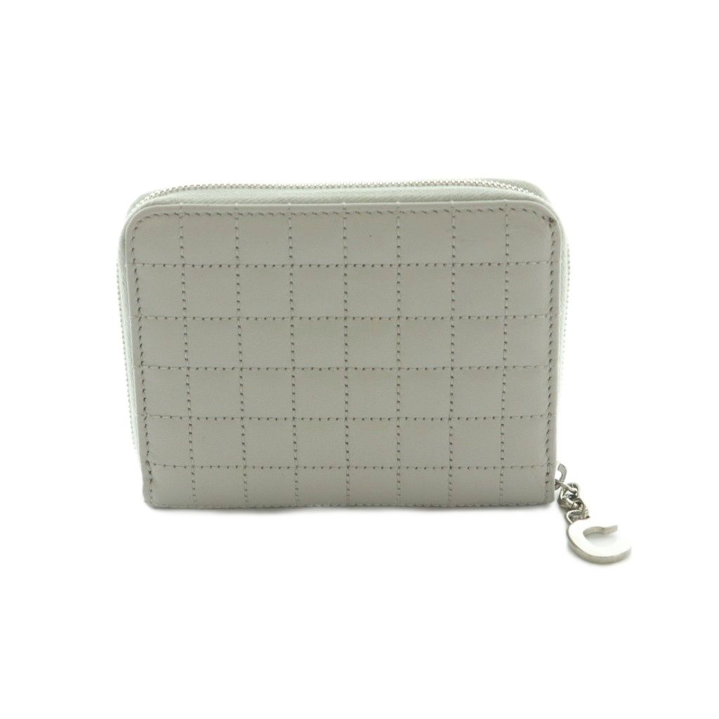 Celine Compact Zip Wallet Mini Zip Around Coin Purse Quilted Gray — view 2
