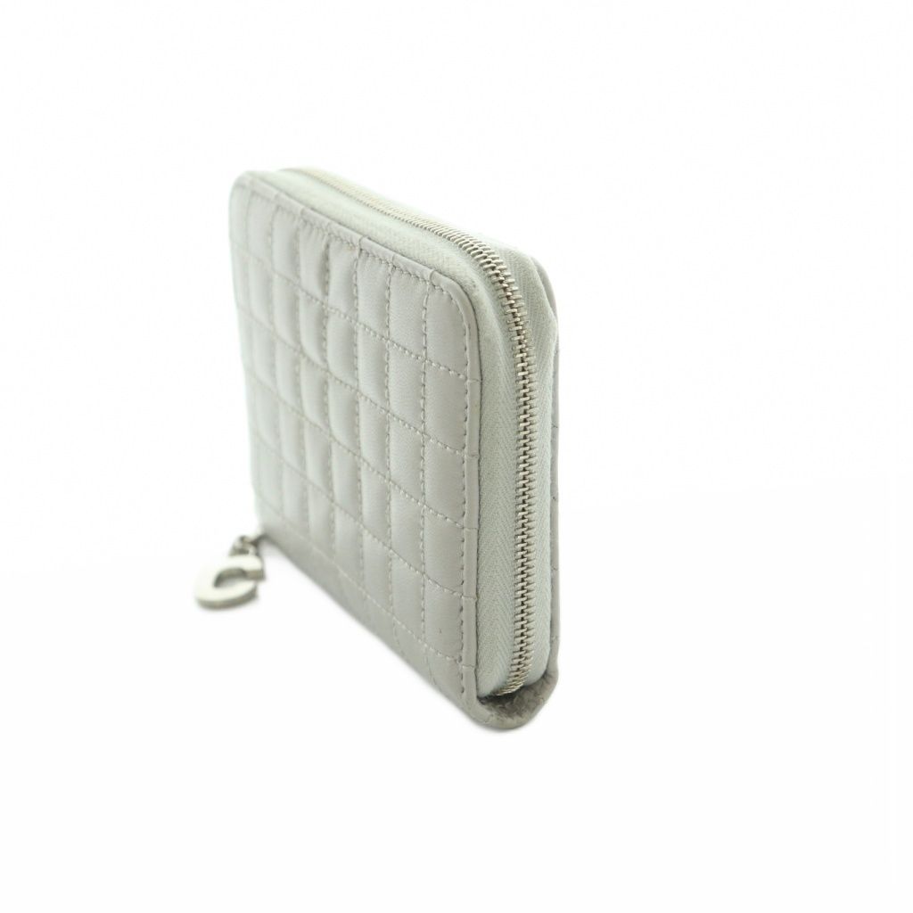 Celine Compact Zip Wallet Mini Zip Around Coin Purse Quilted Gray — view 3