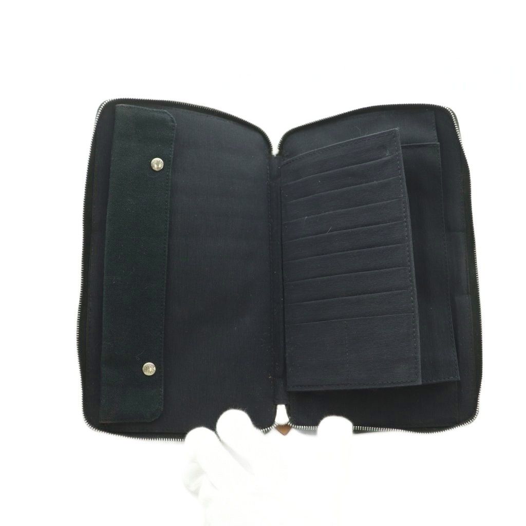 Hermes Fourre Tout Purse GM Wallet Zip Around Bifold Coin Black — view 5