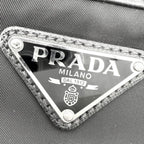Prada Shoulder Bag Crossbody Triangle Logo Nylon Black Silver — view 6