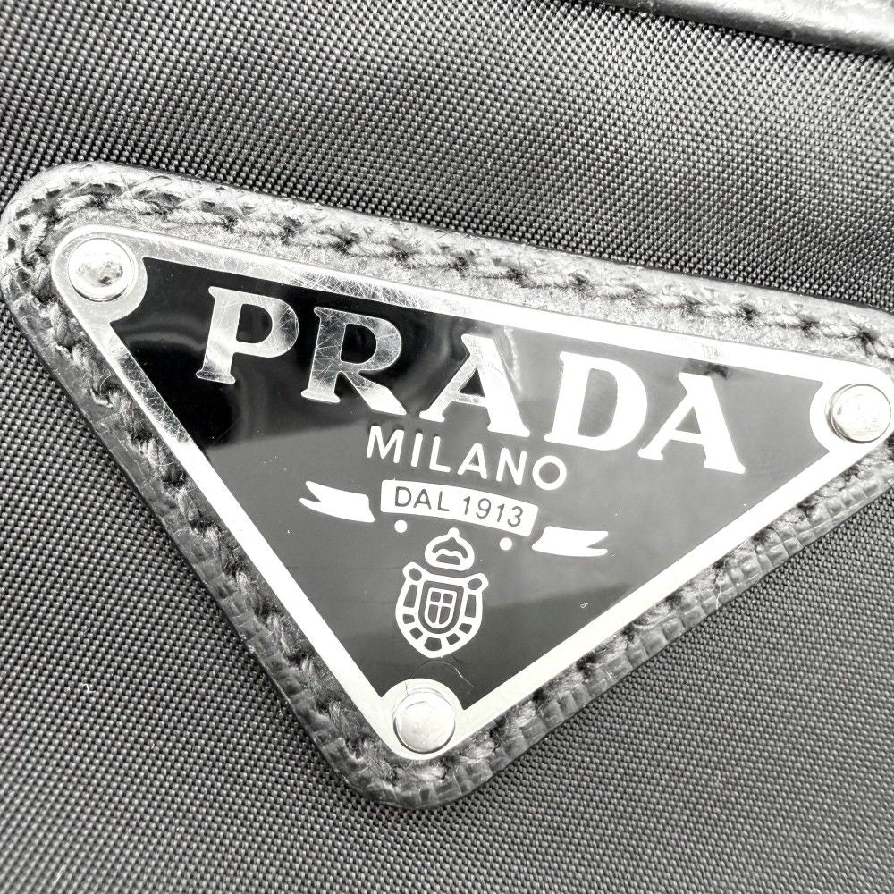 Prada Shoulder Bag Crossbody Triangle Logo Nylon Black Silver — view 6