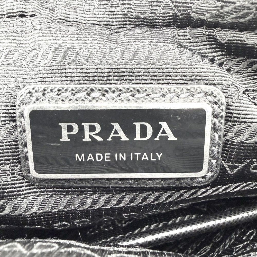 Prada Shoulder Bag Crossbody Triangle Logo Nylon Black Silver — view 5