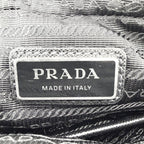 Prada Shoulder Bag Crossbody Triangle Logo Nylon Black Silver — view 5