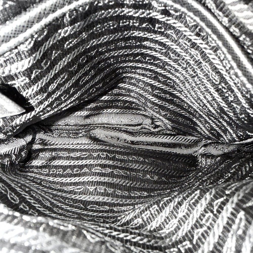Prada Shoulder Bag Crossbody Triangle Logo Nylon Black Silver — view 4