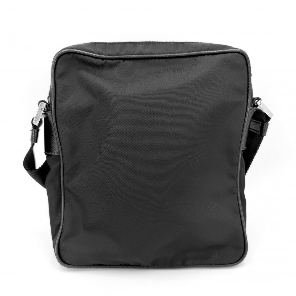 Prada Shoulder Bag Crossbody Triangle Logo Nylon Black Silver — view 2