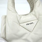 Prada Triangle Logo Padded Mini Bag Leather White Gold — view 7