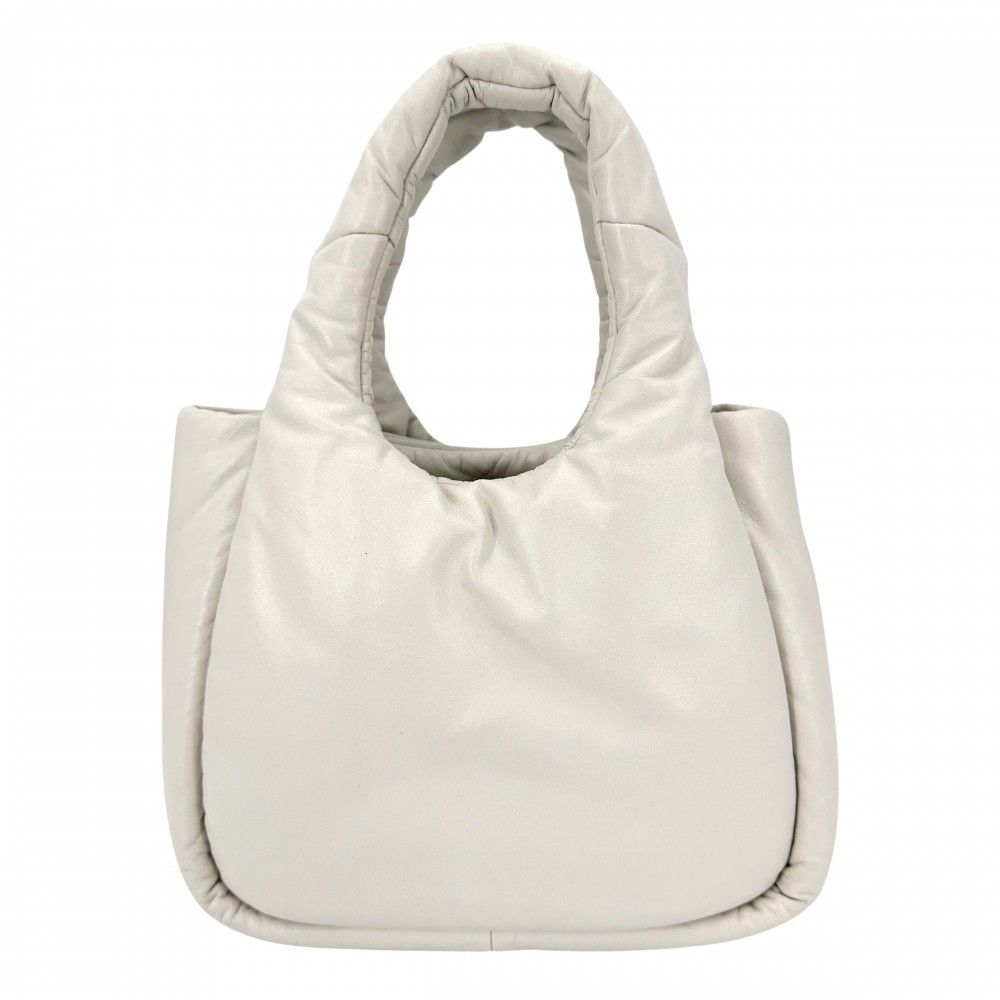 Prada Triangle Logo Padded Mini Bag Leather White Gold — view 2
