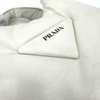 Prada Triangle Logo Padded Mini Bag Leather White Gold — view 5