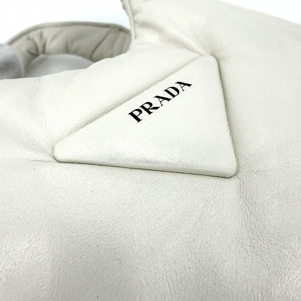 Prada Triangle Logo Padded Mini Bag Leather White Gold — view 5